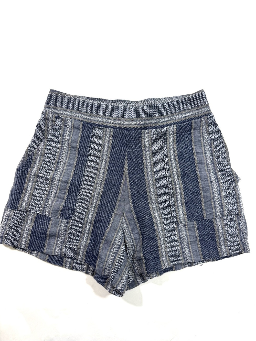 Evereve Blue Textured Stripe Shorts Cotton